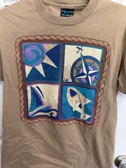 Vintage Blue Dolphin Nautical Graphic Tee Single Stitch 90s Beach Surf Medium SS