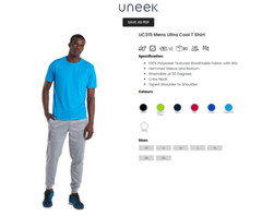 Uneek Mens Ultra Cool T Shirt Casual Gym Running Leisure Sports Breathable Tops