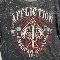 Affliction Reversible T Shirt Mens 3XL Distressed Y2K Gray Black Red Grunge NWT