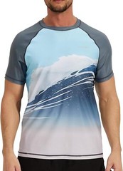 Men’s Rash Guard Swim Shirt UPF 50+ Quick Dry Loose Fit Surfing Fishing Tee