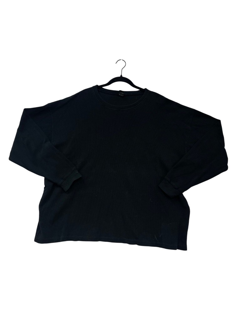 Sada Black Long Sleeve Crewneck Waffle Knit Shirt 4X #45A