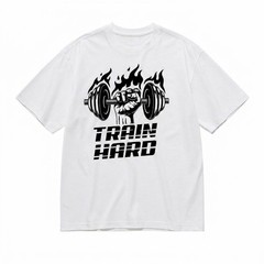 Train Hard Gym Shirt Weightlifting Workout T Shirt Bodybuilding Fitness