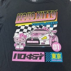 Hello Kitty Tokyo Speed Racing Graphic T-Shirt Black Pink Bioworld Sanrio Size M
