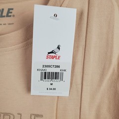 Staple Pigeon T Shirt Mens Medium Khaki Cotton Embroidered Logo Street Wear