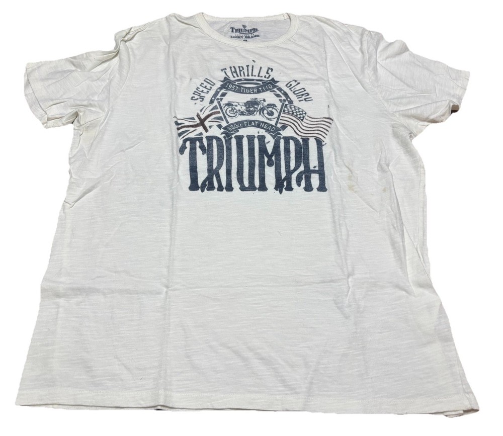 Men XL Lucky Brand Triumph Motorcycle Thin T-Shirt tee Vintage G1