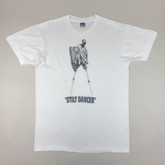 Vintage West African Stilt Dancer Shirt Mens XL White BVD Single Stitch 80s
