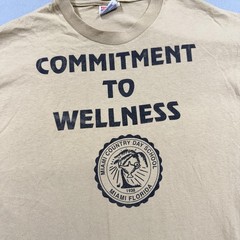 Vintage Hanes Shirt Mens Large Beige Miami Wellness Graphic T-Shirt Tee School