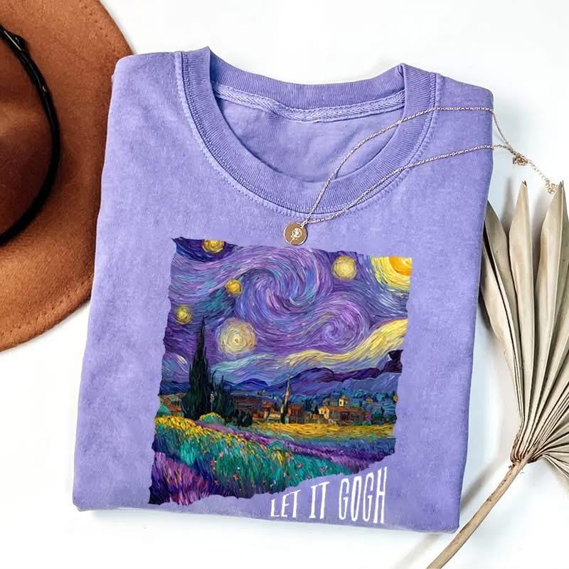 Let It Gogh Funny Art Shirt Starry Night Inspired Tee Artistic Parody Graphic T