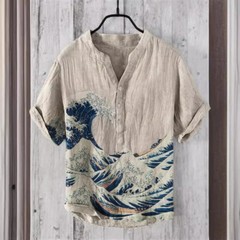 Mens Short Sleeve T-shirt Tops Ladies Cotton Linen Casual Shirt Loose Blouse Tee