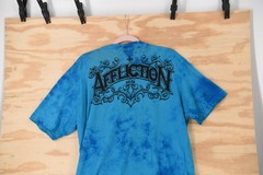 Affliction Blue Crystal Wash Tie Die Double Sided T-Shirt Size XL