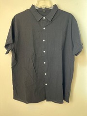 2 Men’s Light Blue and Black Cotton Short Sleeve Button-Up Shirt Size XL Casual