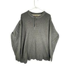 L.L. Bean Shirt Mens XL Gray Long Sleeve Henley Double Layer Lined Wool Blend