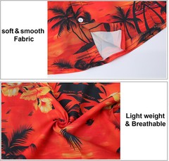Men Hawaiian Shirts Floral Palm Tree Sunset Surf Beach Party Holiday Stag Dance