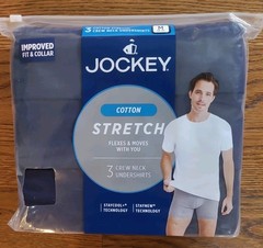 Jockey Men’s Smooth Fit Cotton Stretch Crew Neck Undershirt 3 Pk Size M Black