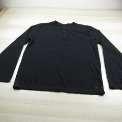 Fabletics Shirt Mens Medium Black Henley Thermal Waffle Cotton Long Sleeve A1