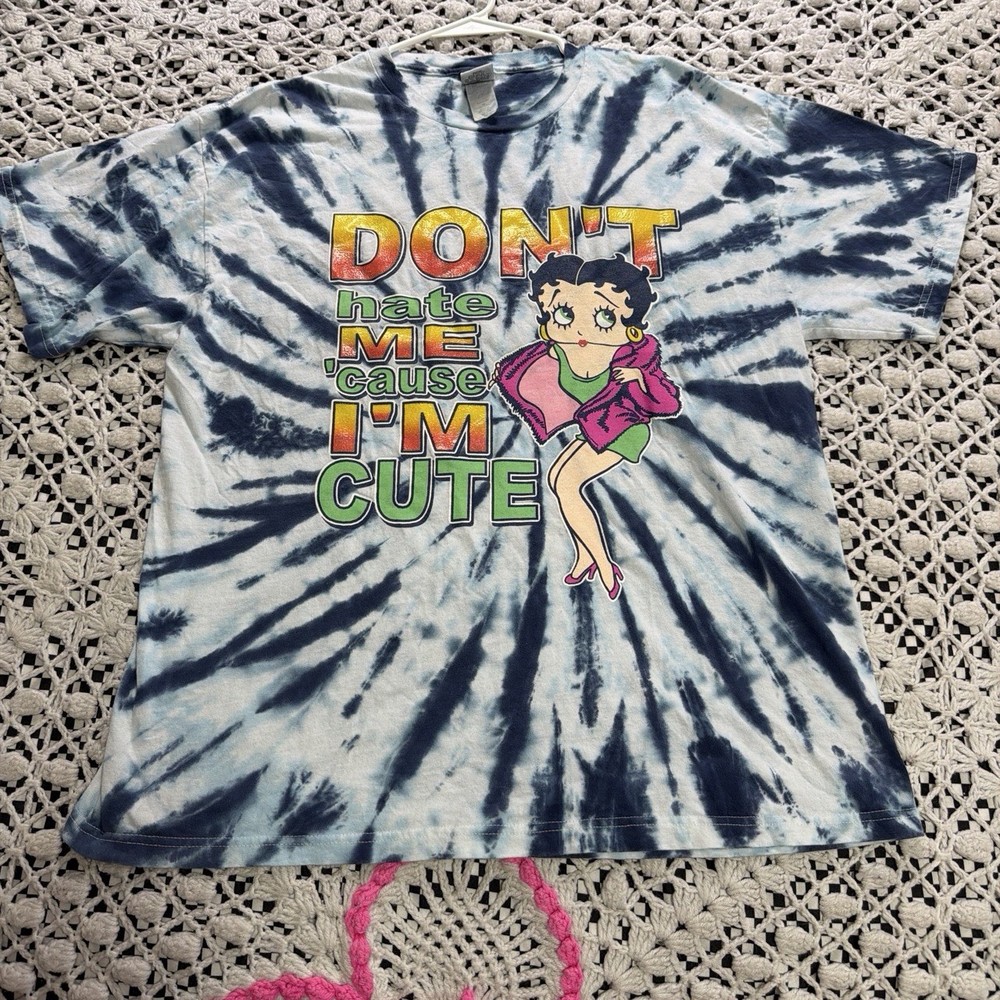 Y2K Betty Boop Tie Dye Don’t Hate Me Cause I’m Cute Tshirt Graphic Hippie Grunge