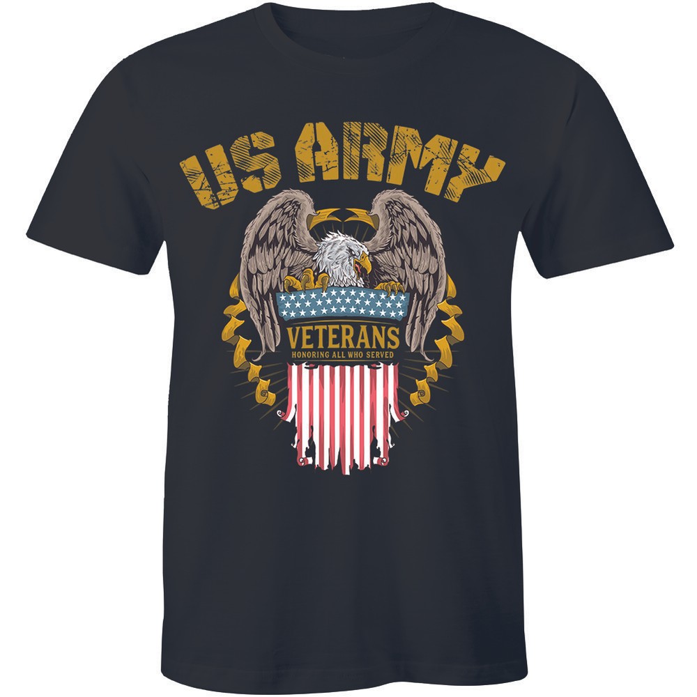 US ARMY VETERAN Shirt Military Proud To Have Served Eagle Flag Men’s T-shirt Tee