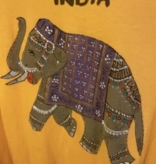 Vintage Hand Painted India Elephant Yellow Hinduism Shirt