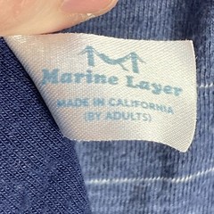 Marine Layer Mens M/L Marge Henley Shirt Blue Striped Long Sleeve Cotton
