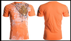 ARCHAIC by AFFLICTION Orange FAITH Short Sleeve Slim Fit Y2K T-shirt NWT