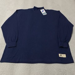 Vintage Russell Athletic Mock Neck Shirt Mens Large Navy Pro Cotton Blank NEW