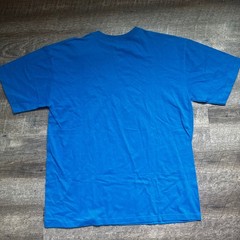 Adidas Essentials Badge of Sport BIG LOGO TEE Mens Large Blue White NEW