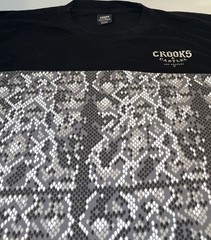 Crooks & Castles Black T-Shirt Digital Snake Print 3XL Logo Cotton Crew Neck