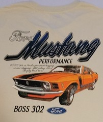 Ford Mustang Boss 302 Shirt Mens Large Cream Graphic T Shirt Muscle Car 2025