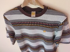 Vtg 70s Hang Ten Striped Knitted T Shirt Surf Skateboard California Beach USA