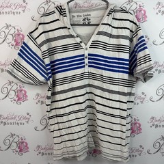 For him London T-shirt, hoodie, Y2K Striped Henley Shirt with Blue Accents