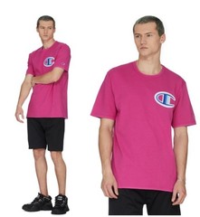 CHAMPION LIFE FLOSS STITCH C LOGO HERITAGE TEE SHIRT PEONY PINK MENS SIZE LARGE