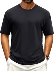 Men’s Cotton Drop Shoulder T Shirt Loose Fit Soft Casual Short Sleeve Summer Tee