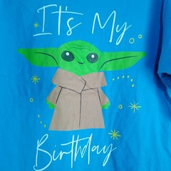 Star Wars Baby Yoda Its My Birthday Mens Unisex MEDIUM Blue Short Sleeve T-shirt