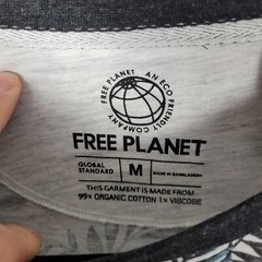 FREE PLANET Hibiscus Floral Organic Cotton Short Sleeve Tee Shirt SIZE MEDIUM