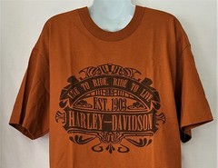 HARLEY DAVIDSON SS Shirt Texas Orange Live to Ride Retro Legend Chest43in Mens L