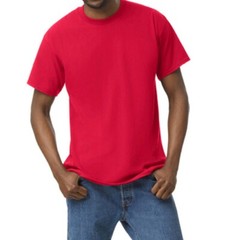 Brand New First Quality Gildan Red Heavy Cotton Adult Short Sleeve Tee, Size L.