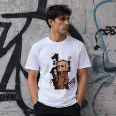 Box Head Coffee Graphic T-Shirt Urban Cartoon Streetwear Unisex Tee