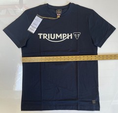 Triumph T-Shirt Mens Medium Cartmel Jet Black Spellout Logo Cotton Short Sleeve