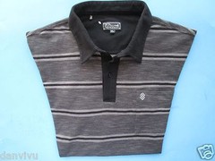 7 Diamonds Contrast Collar Stripes Men Polo T-Shirt Black Charcoal XL