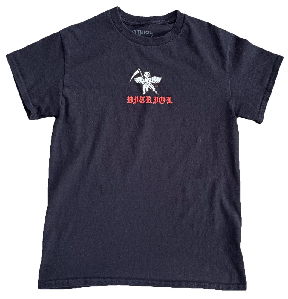 Vitriol Reaper Cherub Angel Demon T Shirt Black Short Sleeve Sz Small Zumiez Tee