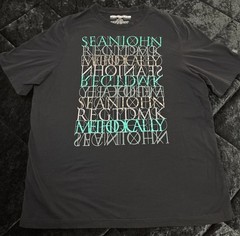 Sean John Vtg 90s Puff Daddy Rap Tee Shirt Size XXL Black Multi Color Logo