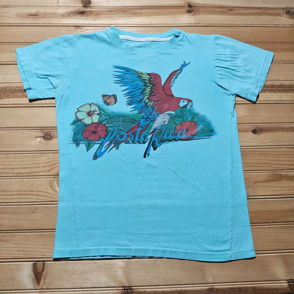 Vintage 90s Costa Rica Scarlet Macaw Parrot Hibiscus Graphic T-Shirt – Medium