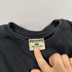Russell Athletic Shirt Mens Large Black Long Sleeve Pro Cotton Striped Tee