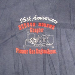 Vintage Hudson Mohawk Pioneer Gas Engine Shirt Mens Large Navy Single Stitch 90s