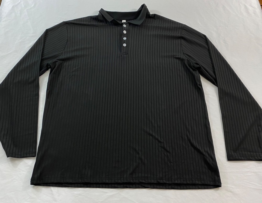 men’s Gildan t-shirt size 5XL black long sleeve rib cuff pull-on cotton