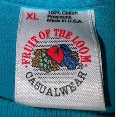 VTG 90s Fruit of the Loom Blank T Shirt XL Teal Single Stitch Made in USA Grunge