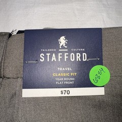NWT Stafford Men’s 42 x 30 Classic Fit Flat Front Year Round Trouser Pants $70