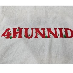 4Hunnid 4Forever White T-Shirt Red Embroidered Logo Floral Detail Mens Medium