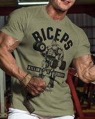 032. BICEPS Killin’ It Funny Workout Gym T-Shirt for Men