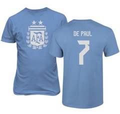 Argentina Soccer #7 Rodrigo De Paul World Football Adult and Youth T-Shirt